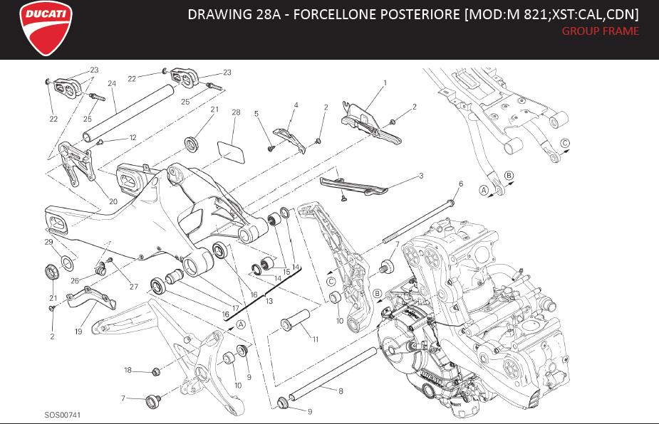 24DRAWING 28A - FORCELLONE POSTERIORE [MOD:M 821;XST:CAL,CDN]; GROUP FRAMEhttps://images.simplepart.com/images/parts/ducati/fullsize/M821_USA_MY15_EN132.jpg