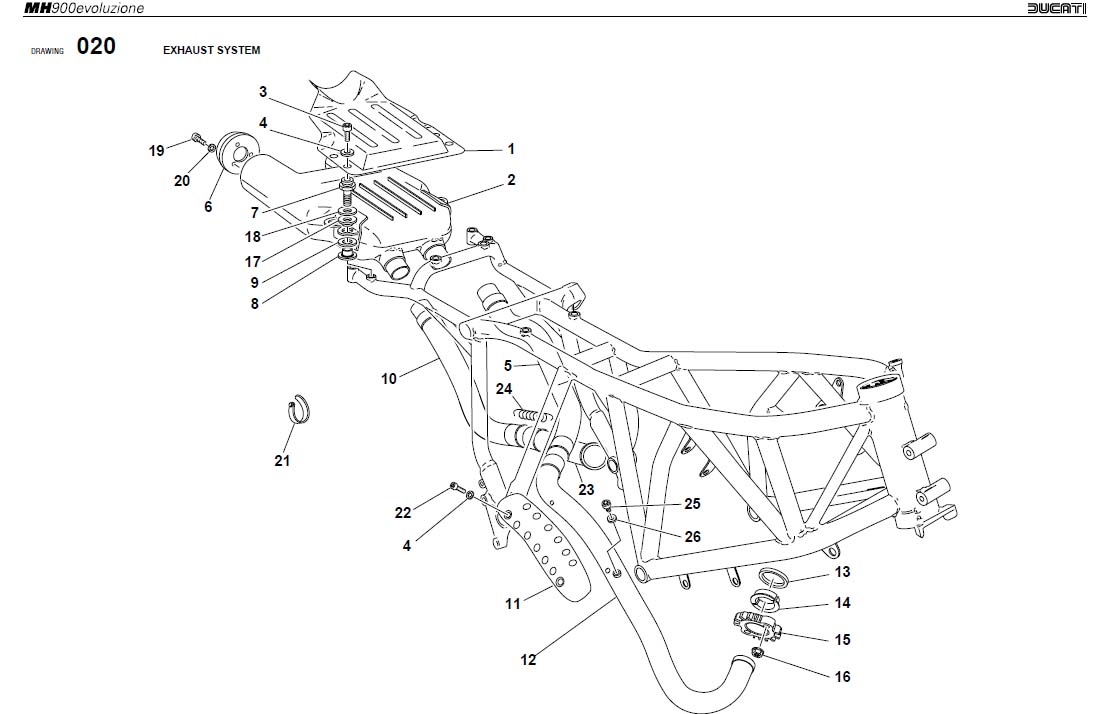 Diagram EXHAUST SYSTEM for your Ducati MH900E  