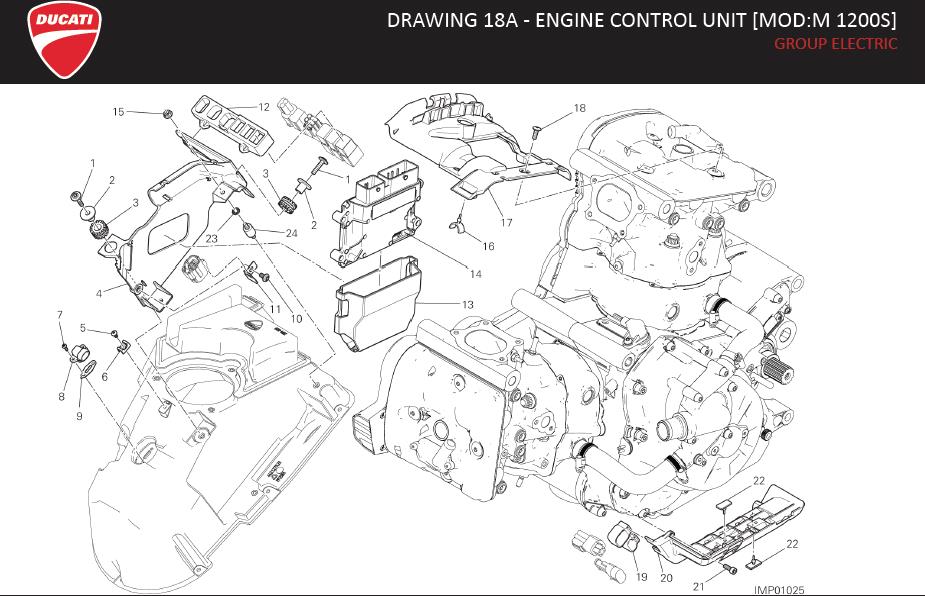 Diagram DRAWING 18A - ENGINE CONTROL UNIT [MOD:M 1200S]; GROUP ELECTRIC for your Ducati Monster  