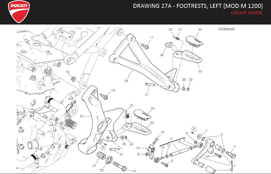 1DRAWING 27A - FOOTRESTS, LEFT [MOD:M 1200]; GROUP FRAMEhttps://images.simplepart.com/images/parts/ducati/fullsize/MONSTER1200_EN_US_MY17138.jpg