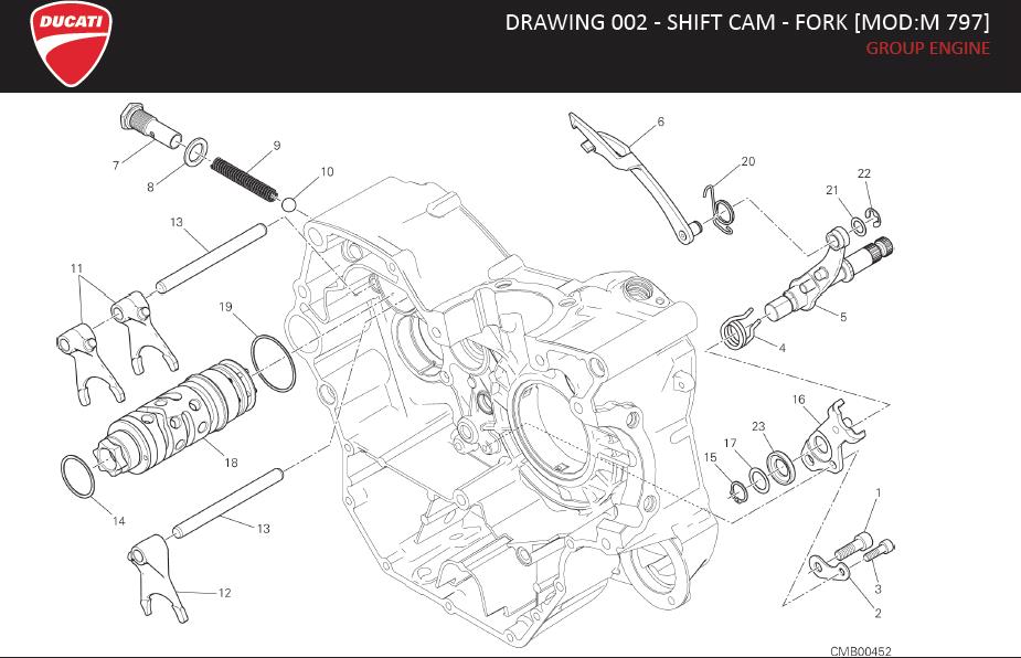 Ducati Monster Gear selector shaft. [mod, drawing, engine - 82113331A ...