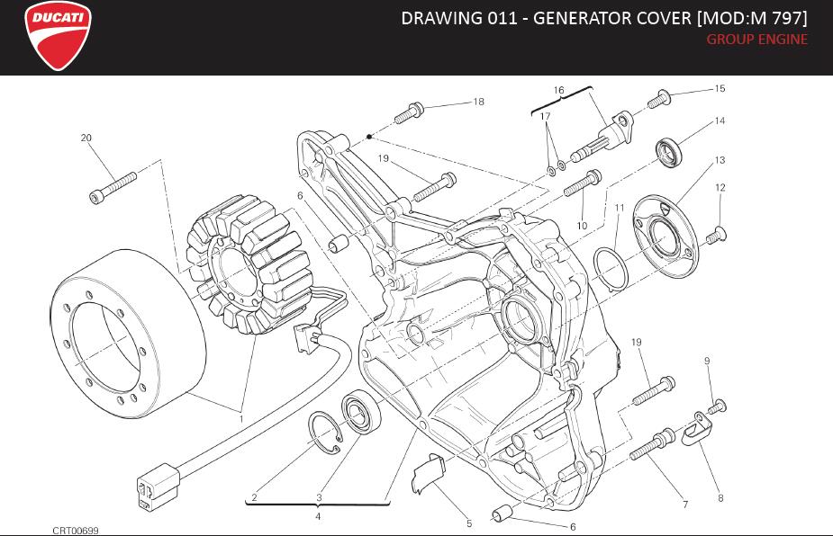 4DRAWING 011 - GENERATOR COVER [MOD:M 797]; GROUP ENGINEhttps://images.simplepart.com/images/parts/ducati/fullsize/MONSTER797_EN_US_MY17038.jpg