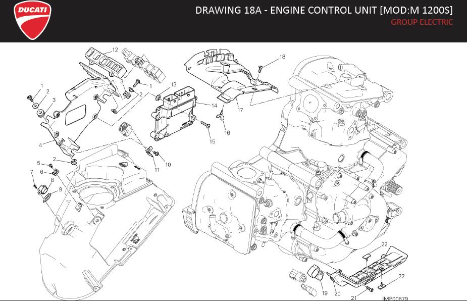 Diagram DRAWING 18A - ENGINE CONTROL UNIT [MOD:M 1200S]; GROUP ELECTRIC for your Ducati Monster  