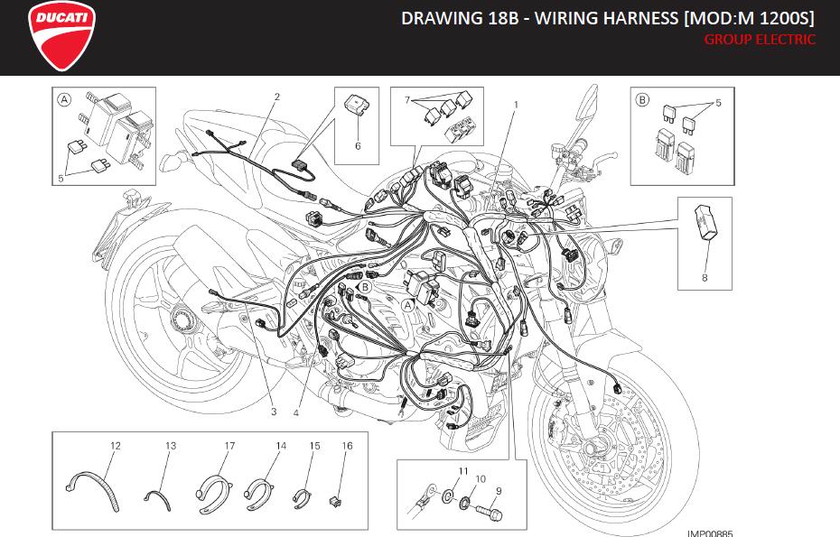 Diagram DRAWING 18B - WIRING HARNESS [MOD:M 1200S]; GROUP ELECTRIC for your 2004 Ducati Monster 800 Standard 