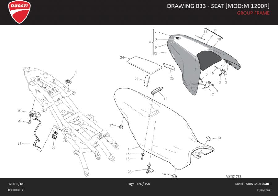 Diagram DRAWING 033 - SEAT [MOD:M 1200R]; GROUP FRAME for your Ducati Monster  