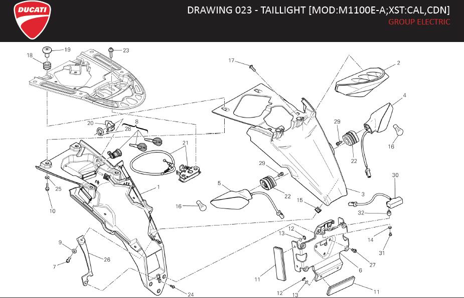 32DRAWING 023 - TAILLIGHT [MOD:M1100E-A;XST:CAL,CDN]; GROUP ELECTRIChttps://images.simplepart.com/images/parts/ducati/fullsize/MR_1100EVO_ABS_MY13_USA_EN022.jpg