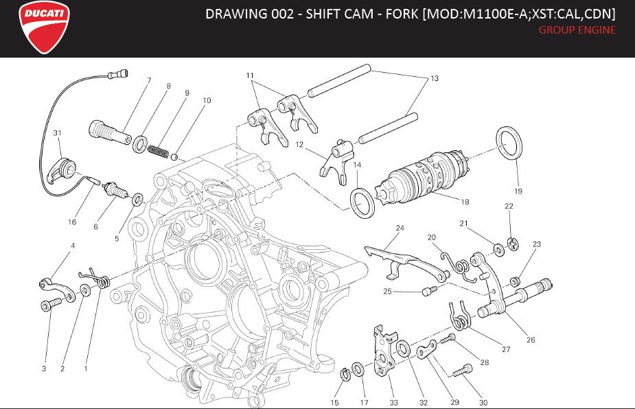 31DRAWING 002 - SHIFT CAM - FORK [MOD:M1100E-A;XST:CAL,CDN]; GROUP ENGINEhttps://images.simplepart.com/images/parts/ducati/fullsize/MR_1100EVO_ABS_MY13_USA_EN024.jpg