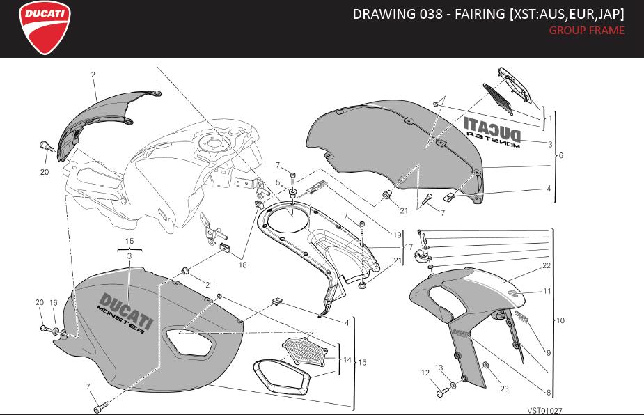 7DRAWING 038 - FAIRING [XST:AUS,EUR,JAP]; GROUP FRAMEhttps://images.simplepart.com/images/parts/ducati/fullsize/MR_1100EVO_ABS_MY13_USA_EN122.jpg