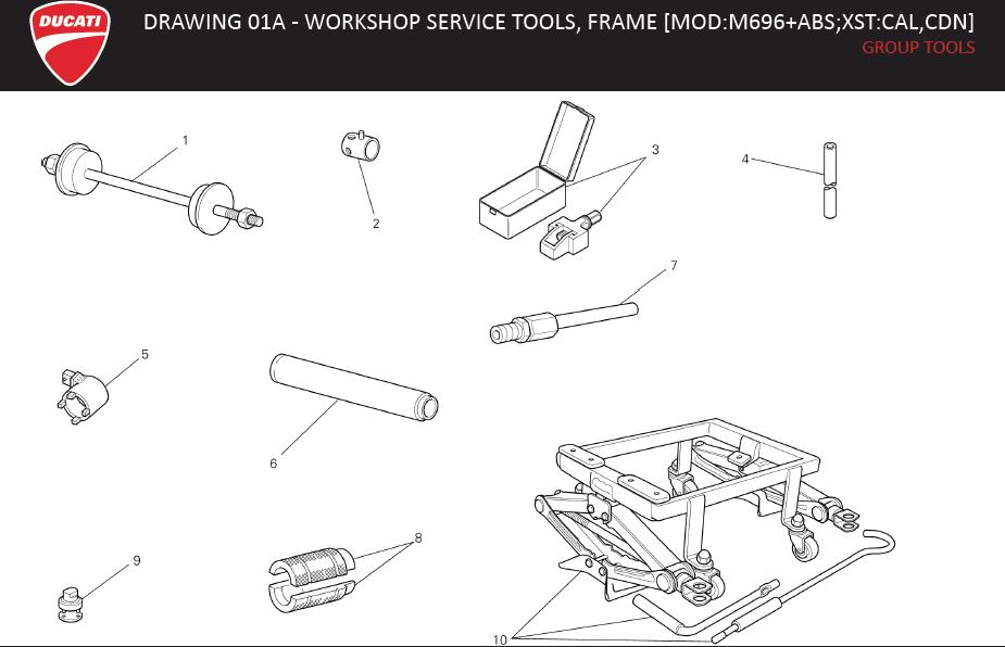 4DRAWING 01A - WORKSHOP SERVICE TOOLS, FRAME [MOD:M696+ABS;XST:CAL,CDN]; GROUP TOOLShttps://images.simplepart.com/images/parts/ducati/fullsize/MR_696_ABS_MY13_USA_EN064.jpg