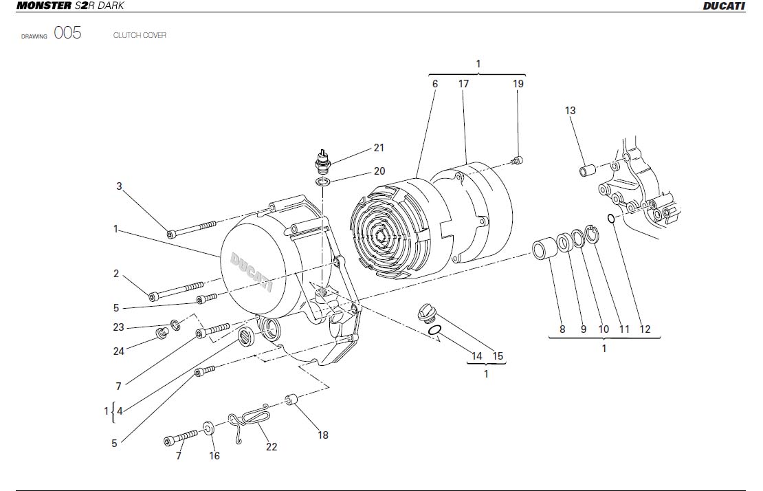 Diagram CLUTCH COVER for your 2003 Ducati Superbike 749 Standard 