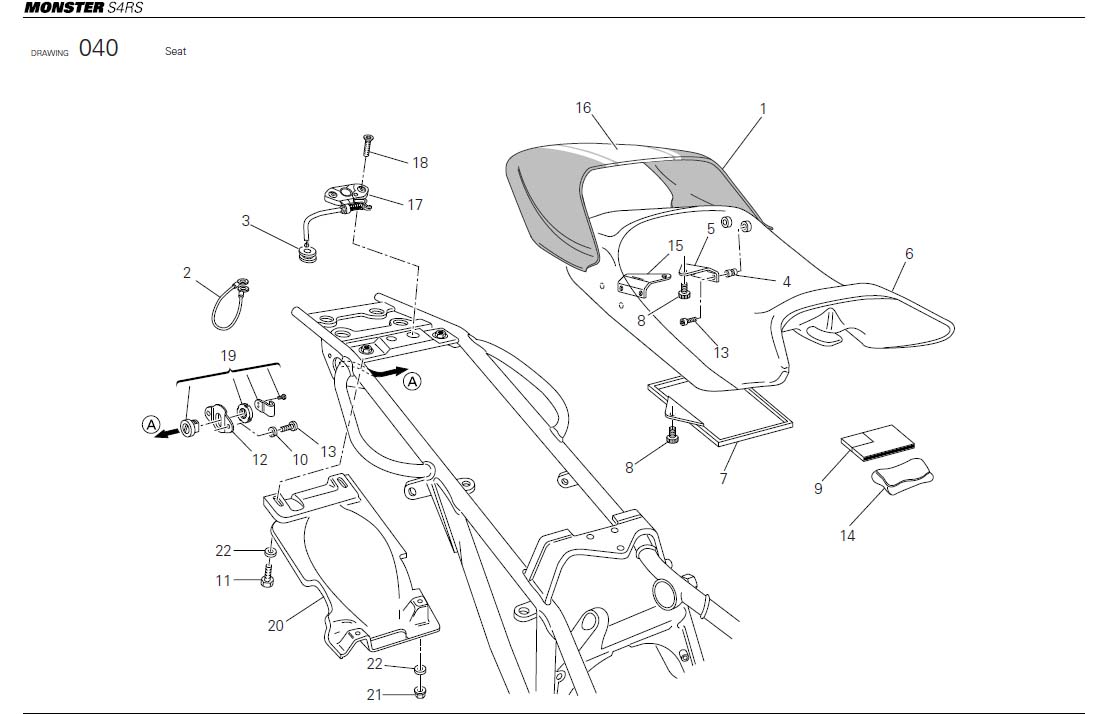 Diagram Seat for your Ducati Monster  