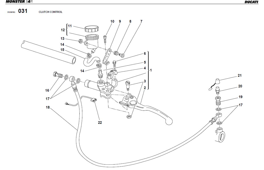 Diagram CLUTCH CONTROL for your Ducati Monster  