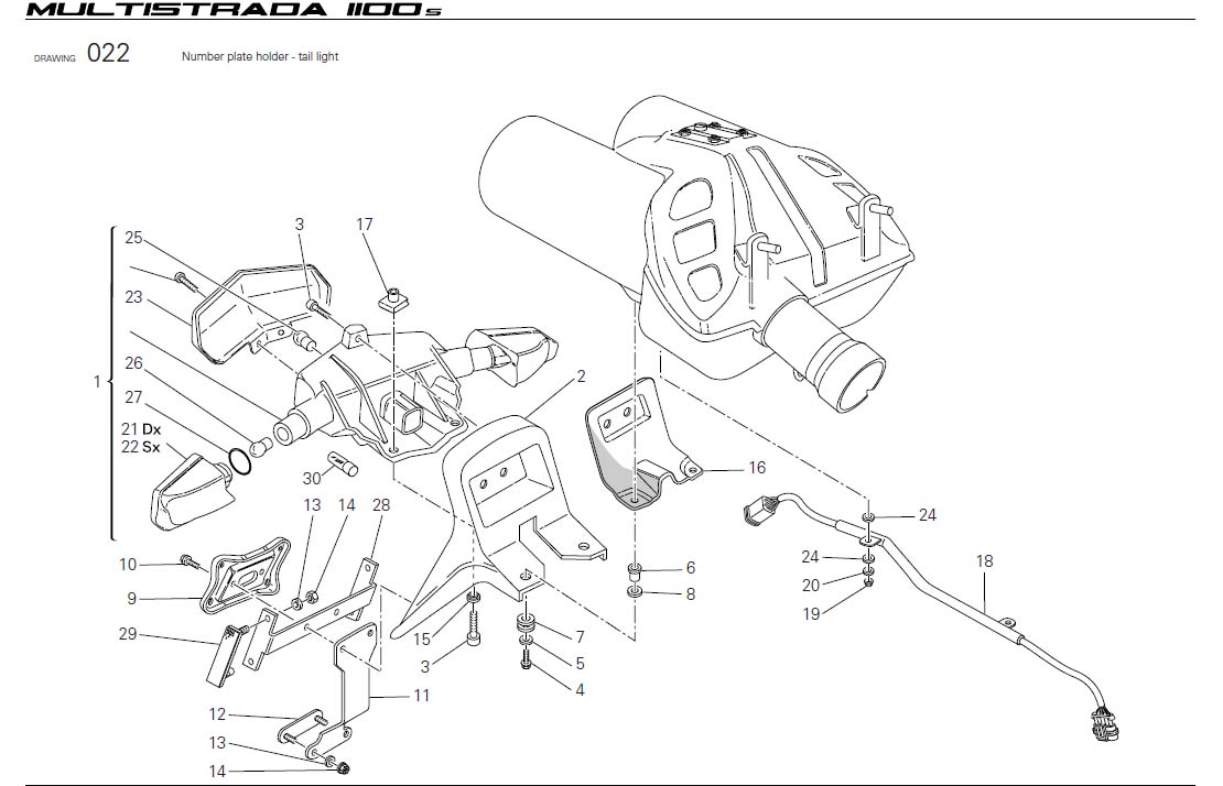 22Number plate holder - tail lighthttps://images.simplepart.com/images/parts/ducati/fullsize/MTS1100S_USA_2008054.jpg