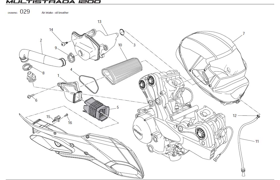 Diagram Air intake - oil breather for your Ducati