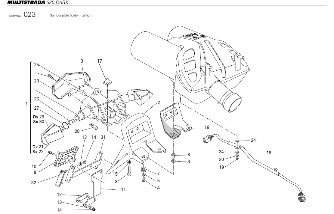 27Number plate holder - tail lighthttps://images.simplepart.com/images/parts/ducati/fullsize/MTS620DARK_USA_2006056.jpg