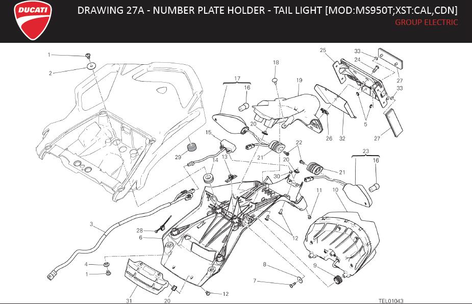 10DRAWING 27A - NUMBER PLATE HOLDER - TAIL LIGHT [MOD:MS950T;XST:CAL,CDN]; GROUP ELECTRIChttps://images.simplepart.com/images/parts/ducati/fullsize/MTS950_EN_US_MY17016.jpg