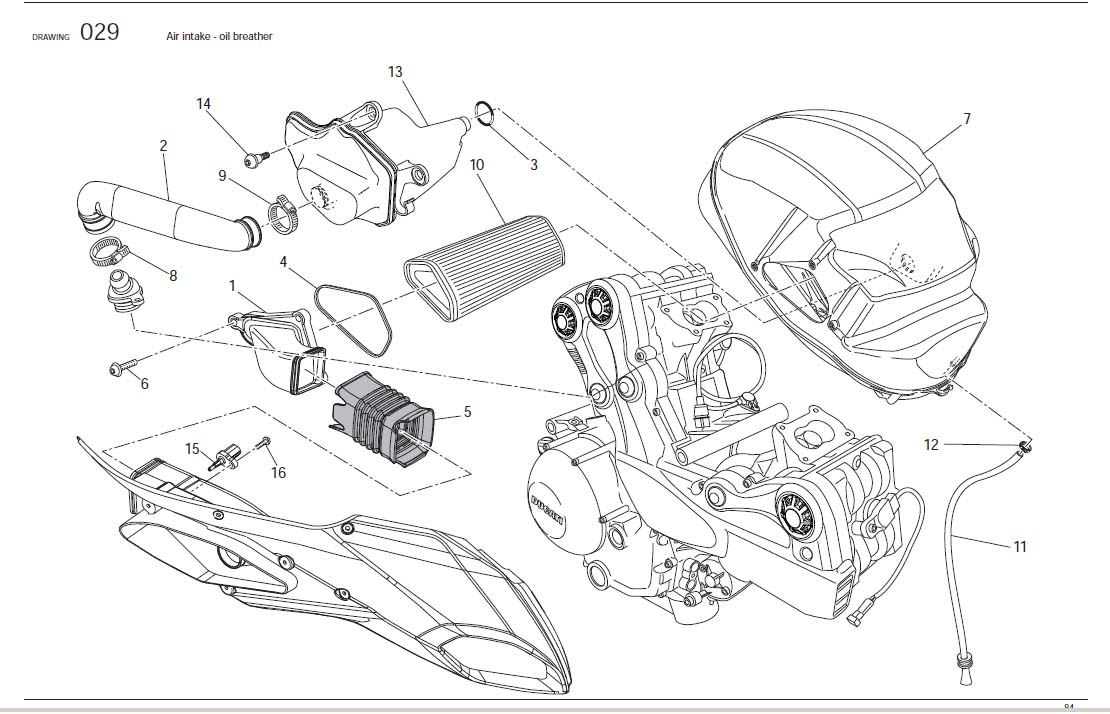 Diagram Air intake - oil breather for your Ducati