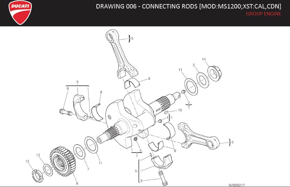 Full size assembly image of DRAWING 006 - CONNECTING RODS [MOD:MS1200;XST:CAL,CDN]; GROUP ENGINE (1/1)
