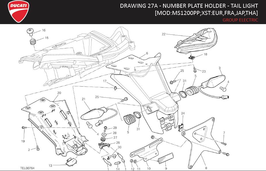 14DRAWING 27A - NUMBER PLATE HOLDER - TAIL LIGHT; GROUP ELECTRIChttps://images.simplepart.com/images/parts/ducati/fullsize/MULTISTRADA_1200S_PIKES_PEAK_EN_MY14018.jpg