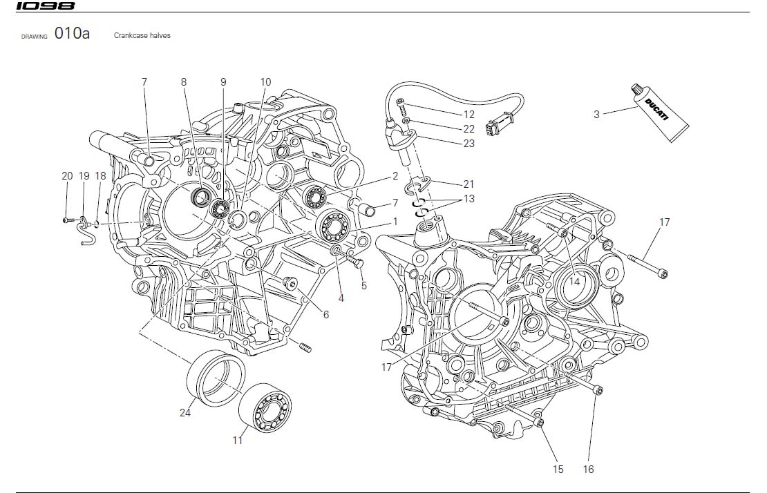 Diagram Crankcase halves for your Ducati Superbike  