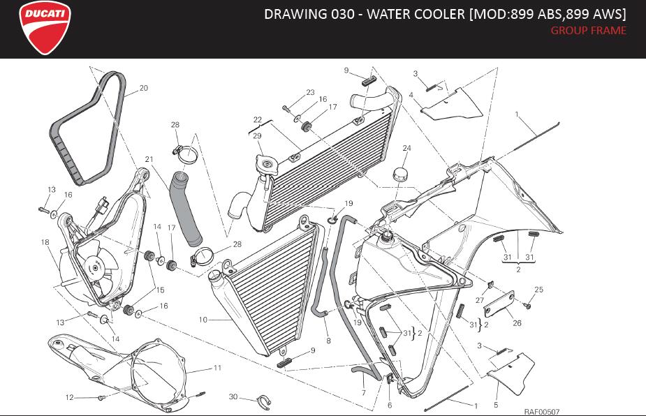 31DRAWING 030 - WATER COOLER [MOD:899 ABS,899 AWS]; GROUP FRAMEhttps://images.simplepart.com/images/parts/ducati/fullsize/SBK899_USA_MY15_EN106.jpg