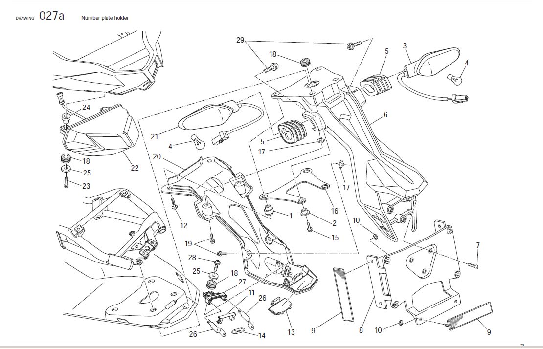 Diagram Number plate holder for your Ducati Streetfighter  