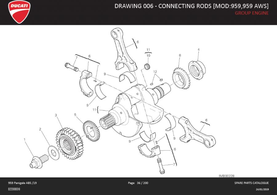 Diagram DRAWING 006 - CONNECTING RODS [MOD:959,959 AWS]; GROUP ENGINE for your Ducati ST3  