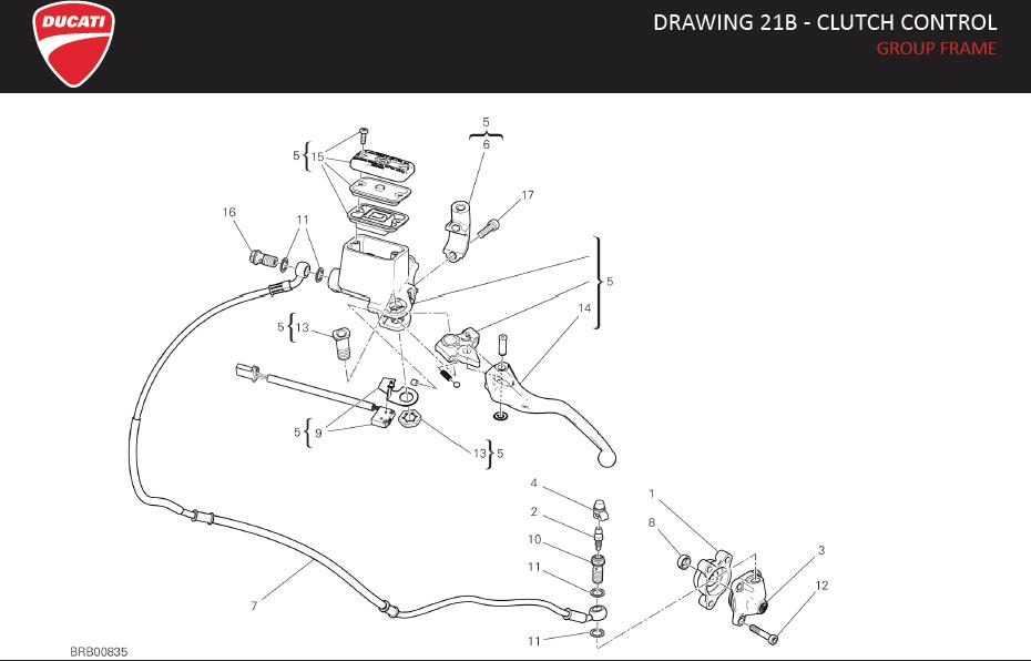 Ducati DesertX Clutch control pipe. Drawing, frame - 63211131A | GP ...