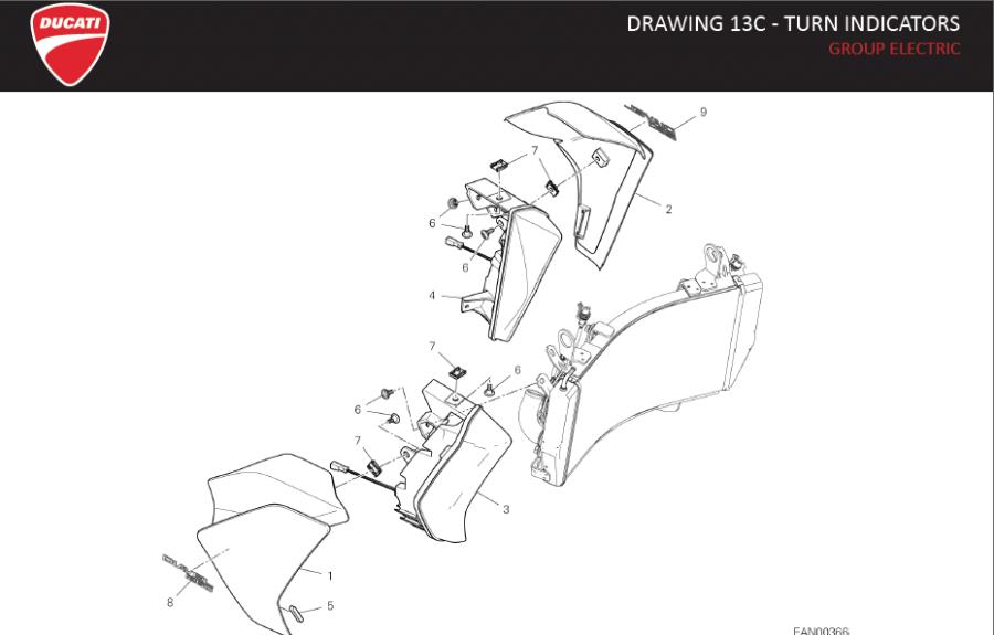 Diagram DRAWING 13C - TURN INDICATORS; GROUP ELECTRIC for your 2007 Ducati SportTouring ST3S ABS 