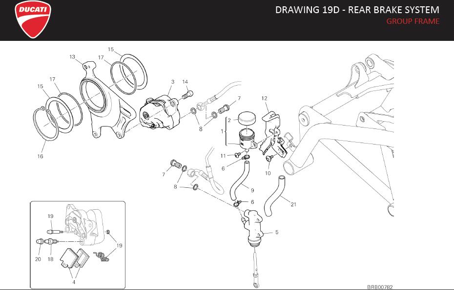 Ducati Hypermotard Rear brake caliper. Brakes, drawing, frame ...