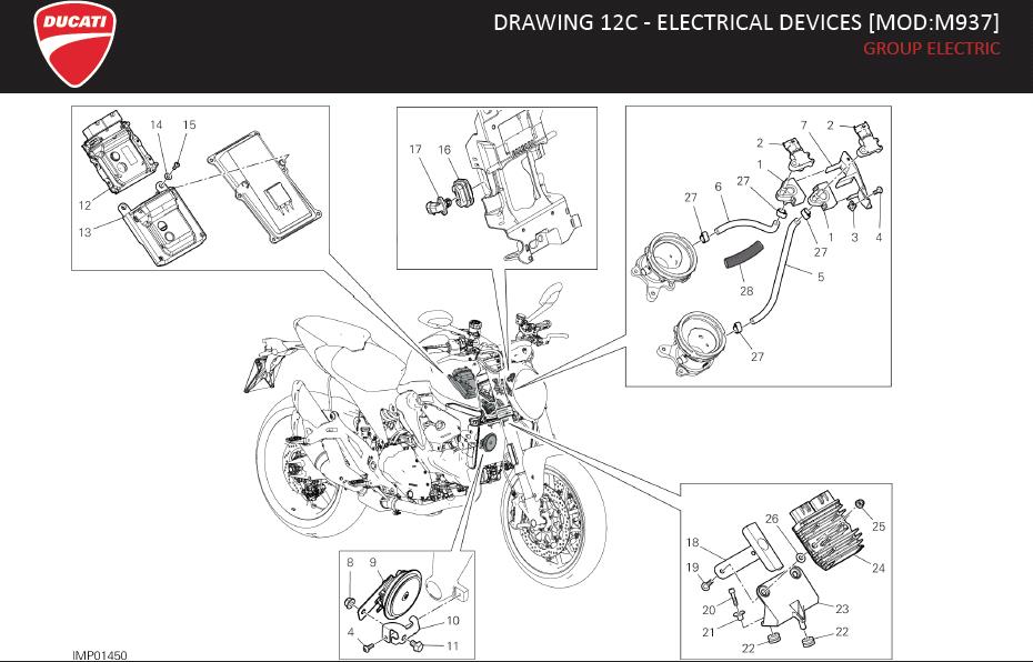 Diagram DRAWING 12C - ELECTRICAL DEVICES [MOD:M937]; GROUP ELECTRIC for your Ducati Monster  