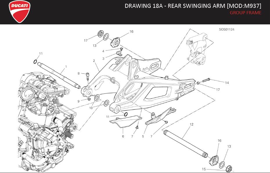 2DRAWING 18A - REAR SWINGING ARM [MOD:M937]; GROUP FRAMEhttps://images.simplepart.com/images/parts/ducati/fullsize/SPC_-_MONSTER_-_EN_-_MY22128.jpg