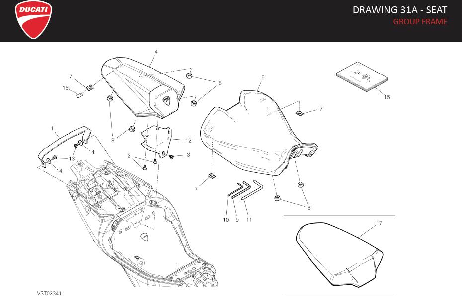 Diagram DRAWING 31A - SEAT; GROUP FRAME for your Ducati Monster  