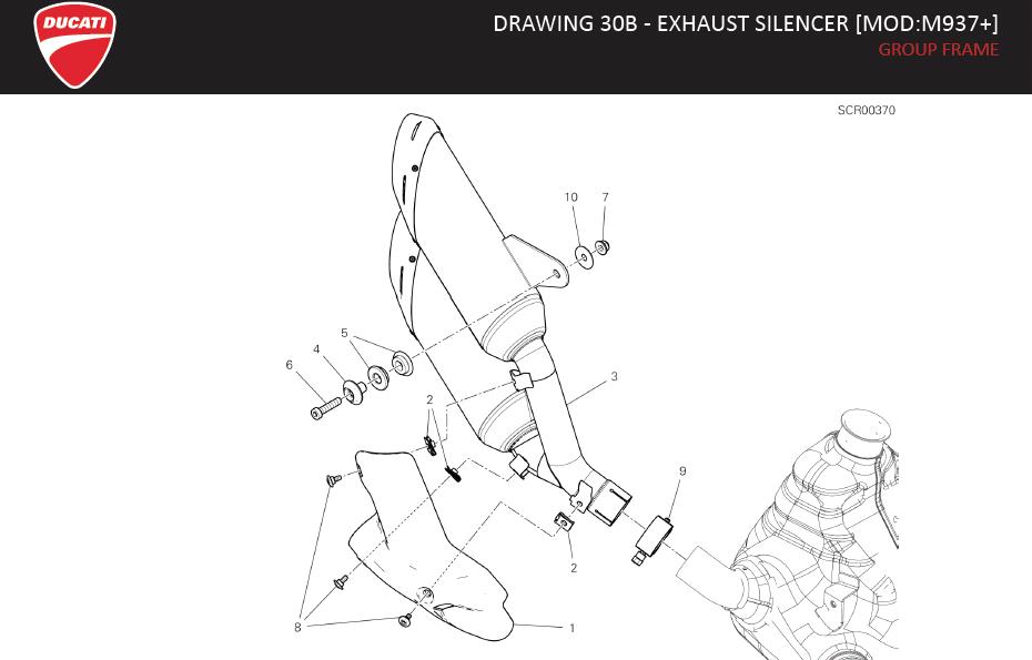 1DRAWING 30B - EXHAUST SILENCER [MOD:M937+]; GROUP FRAMEhttps://images.simplepart.com/images/parts/ducati/fullsize/SPC_-_MONSTER_PLUS_-_EN_-_MY22174.jpg