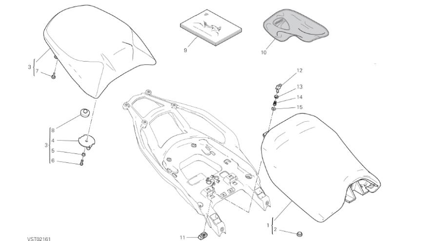 Diagram DRAWING 32A - RIDER AND PASSENGER SEAT; GROUP FRAME for your Ducati Multistrada  