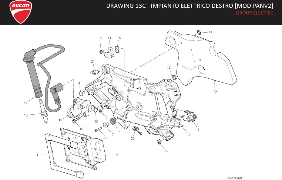 Diagram DRAWING 13C - IMPIANTO ELETTRICO DESTRO [MOD:PANV2]; GROUP ELECTRIC for your Ducati Panigale  