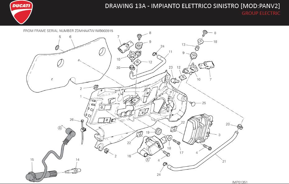 Diagram DRAWING 13A - IMPIANTO ELETTRICO SINISTRO [MOD:PANV2]; GROUP ELECTRIC for your Ducati Panigale  