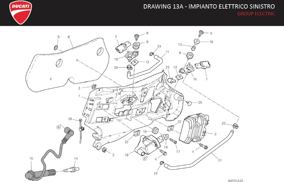 Diagram DRAWING 13A - IMPIANTO ELETTRICO SINISTRO; GROUP ELECTRIC for your Ducati Panigale  