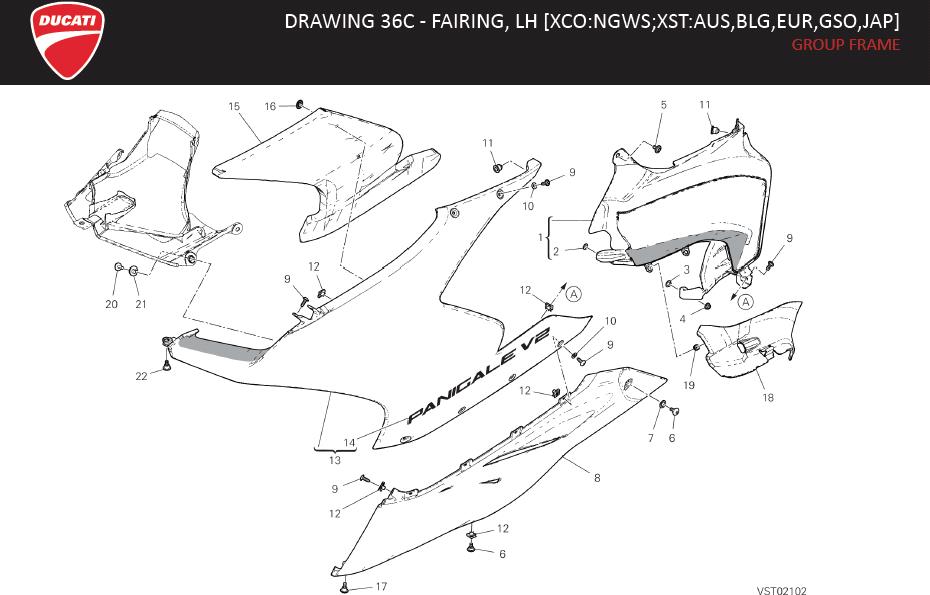 8DRAWING 36C - FAIRING, LH [XCO:NGWS;XST:AUS,BLG,EUR,GSO,JAP]; GROUP FRAMEhttps://images.simplepart.com/images/parts/ducati/fullsize/SPC_-_PANIGALE_V2_-_EN_-_MY22204.jpg