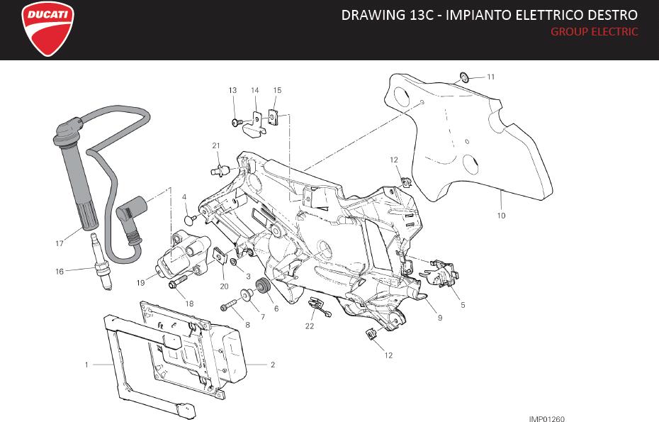 Diagram DRAWING 13C - IMPIANTO ELETTRICO DESTRO; GROUP ELECTRIC for your Ducati Panigale  