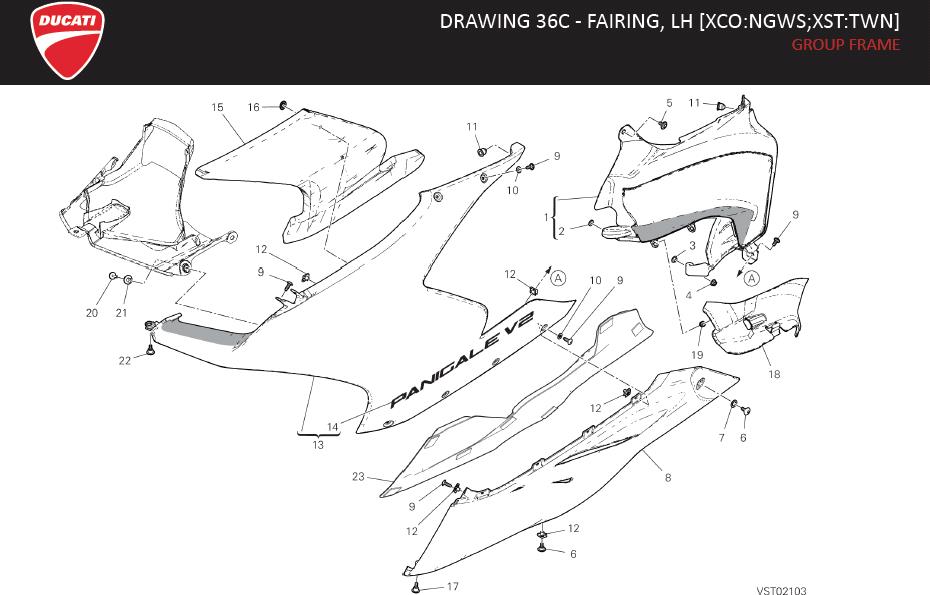 8DRAWING 36C - FAIRING, LH [XCO:NGWS;XST:TWN]; GROUP FRAMEhttps://images.simplepart.com/images/parts/ducati/fullsize/SPC_-_PANIGALE_V2_-_EN_-_MY23206.jpg