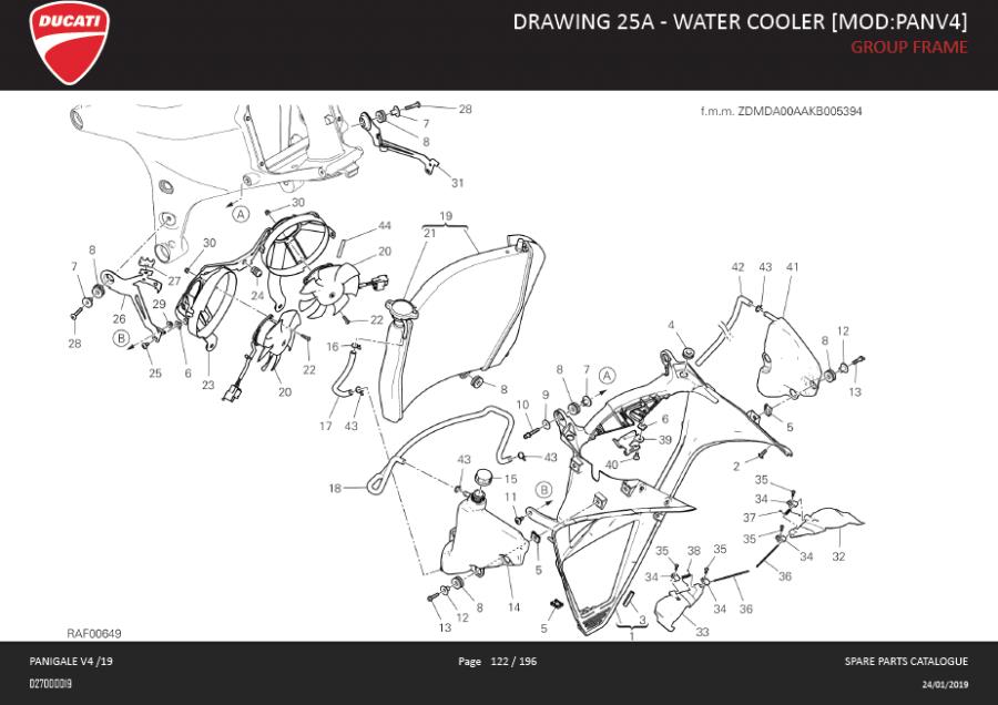 Diagram DRAWING 25A - WATER COOLER [MOD:PANV4]; GROUP FRAME for your Ducati Panigale  