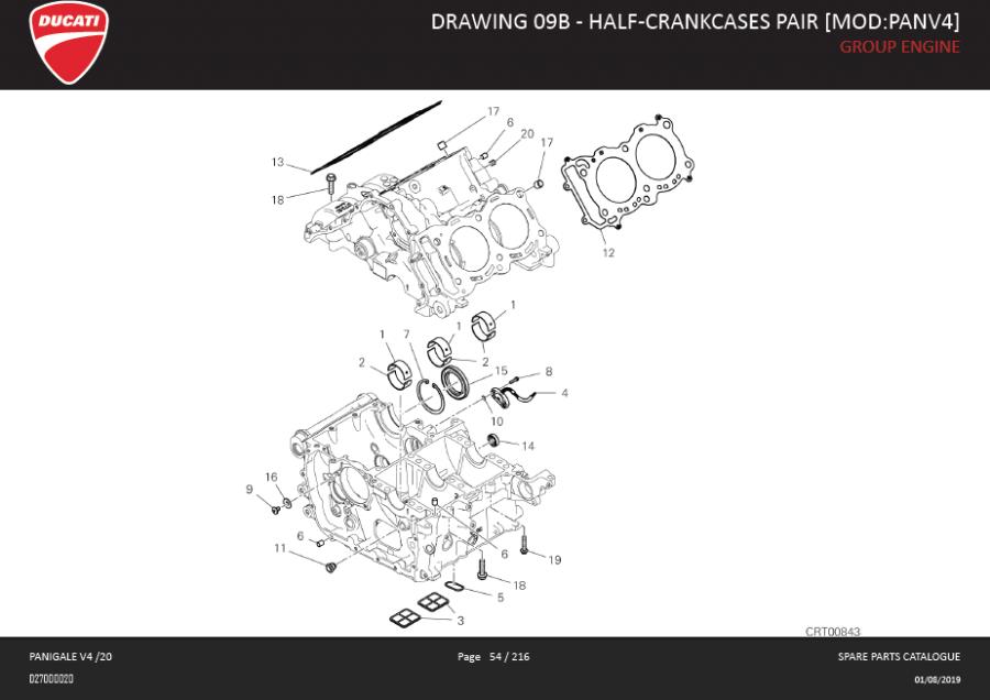 Diagram DRAWING 09B - HALF-CRANKCASES PAIR [MOD:PANV4]; GROUP ENGINE for your 2003 Ducati Superbike 749 Standard 
