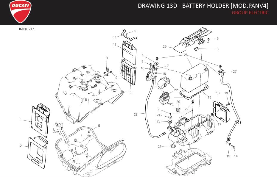 4DRAWING 13D - BATTERY HOLDER [MOD:PANV4]; GROUP ELECTRIChttps://images.simplepart.com/images/parts/ducati/fullsize/SPC_-_PANIGALE_V4_-_EN_-_MY21016.jpg