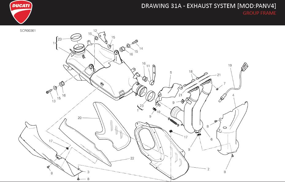 2DRAWING 31A - EXHAUST SYSTEM [MOD:PANV4]; GROUP FRAMEhttps://images.simplepart.com/images/parts/ducati/fullsize/SPC_-_PANIGALE_V4_-_EN_-_MY21158.jpg