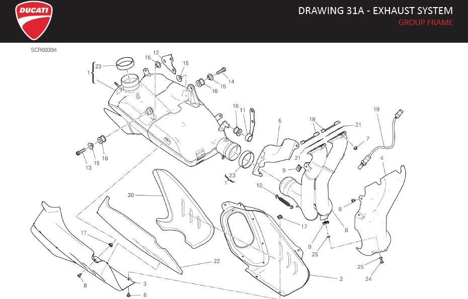 6DRAWING 31A - EXHAUST SYSTEM; GROUP FRAMEhttps://images.simplepart.com/images/parts/ducati/fullsize/SPC_-_PANIGALE_V4_-_EN_-_MY22166.jpg