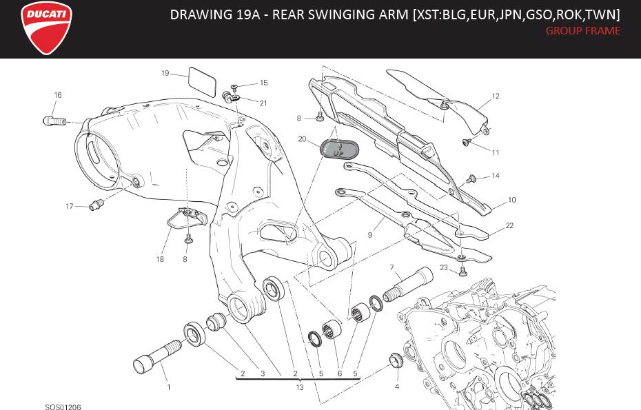 23DRAWING 19A - REAR SWINGING ARM [XST:BLG,EUR,JPN,GSO,ROK,TWN]; GROUP FRAMEhttps://images.simplepart.com/images/parts/ducati/fullsize/SPC_-_STREETFIGHTER_V2_-_EN_-_MY23120.jpg