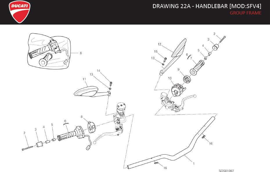 Ducati Streetfighter Left switch. Drawing, frame, [mod - 65110301C | GP ...