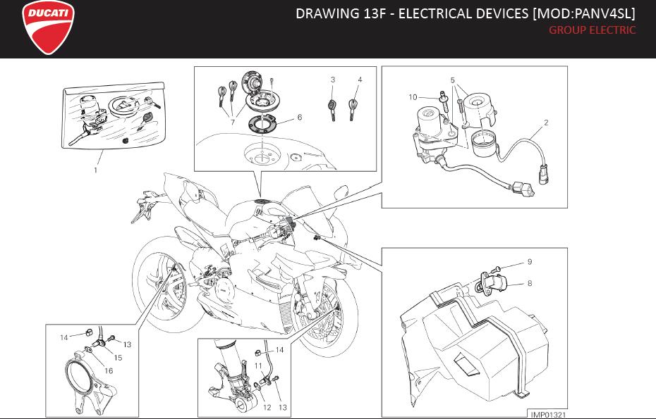 Diagram DRAWING 13F - ELECTRICAL DEVICES [MOD:PANV4SL]; GROUP ELECTRIC for your Ducati Superleggera  