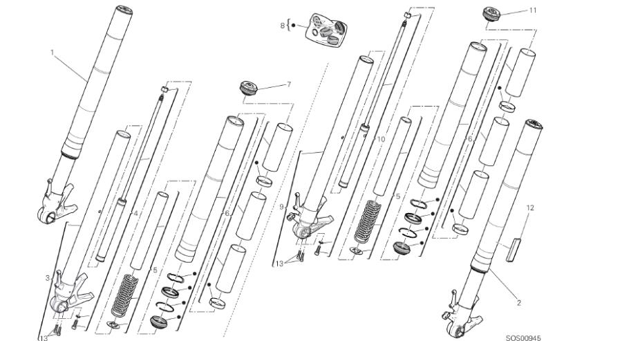 Diagram DRAWING 21A - FRONT FORK; GROUP FRAME for your Ducati XDiavel  